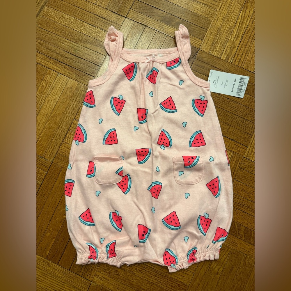 Carter's Pink Baby Romper Outfit with Heart Detail NWT Size 9 months
